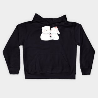 White bear anda Rabbit Couple Love | Bunniesmee Kids Hoodie